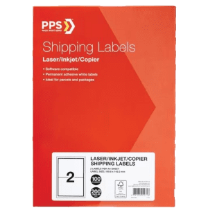 PPS Shipping Labels 2 up - 100 sheets