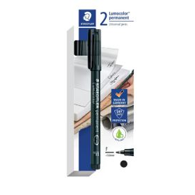 Staedtler Lumocolor 318 Permanent Markers Black - 2pk
