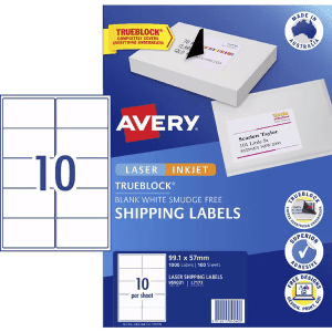 Avery 10UP Inkjet Laser Shipping Labels 100 Sheets