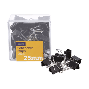 J.Burrows 25mm Foldback Clips - 40 pk