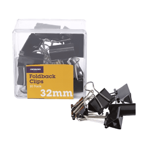 J.Burrows 32mm Foldback Clips - 20 pk