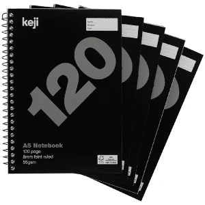 A5 Notebook 120 Page Black 5 Pack