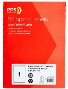 PPS Inkjet Laser Shipping Labels 1UP A4 100 Sheets