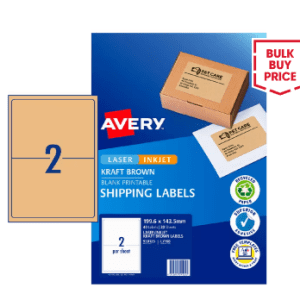 Avery 2UP Inkjet Laser Shipping Labels Kraft Brown 20 Sheets